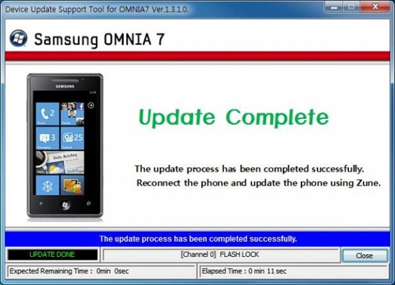 Обновляем Windows Phone 7 на Samsung Omnia 7 с помощью патча от производителя